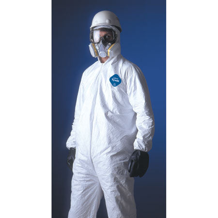 TYVEK COVERALLS w/ ELASTIC WRIST & ANKLES AND ATTACHED HOOD & BOOTS