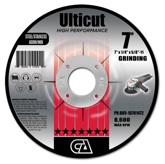 ULTICUT TYPE 27 DEPRESSED CENTER PIPE CUTTING & GRINDING WHEELS (FOR METAL) *PIPELINE