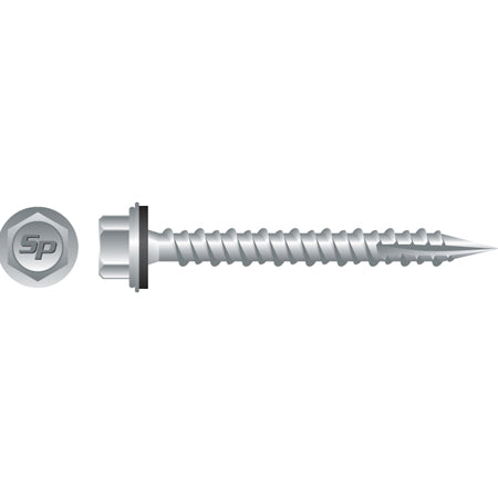Pole Gripper Screws Unslotted Hi-Hex Washer Head w/ Shoulder and EPDM Bonded Washer, Hi-Low Thread, Strong Shield Coated